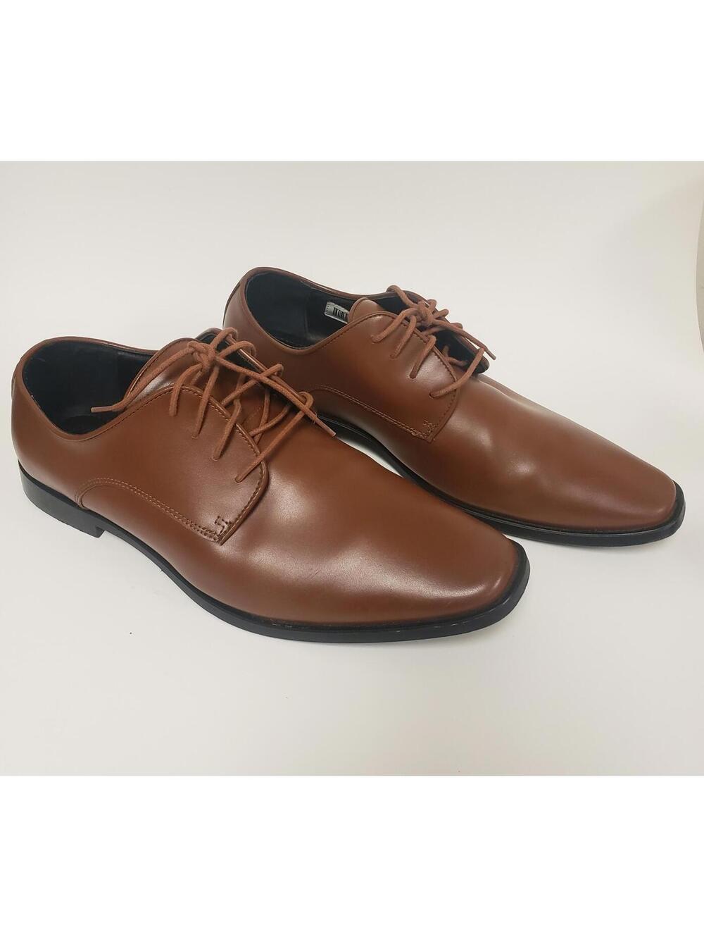 Joseph Abboud Brown Faux Leather Lace-Up Men's Oxford Shoes, Sz 11.5